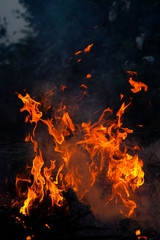 abstract fire flame dance on black background