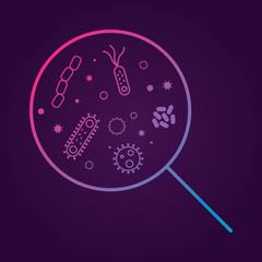 Bacterias and viruses icons. Vector illustration on dark background