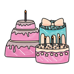 Birthday cake icon over white background, colorful design. vector illustration