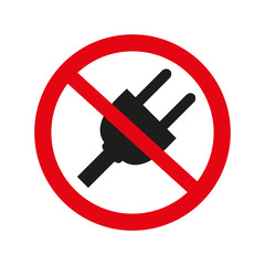No plug sign on white background.