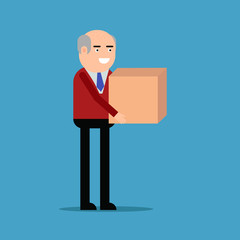 Businessman is carrying a box
