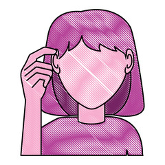 avatar woman thinking over white background, vector illustration