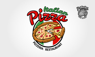 Italian Pizza Vector Logo Template for  restaurant, fast food, delivery, trattoria, bistro, catering and Italian food related businesses. 
