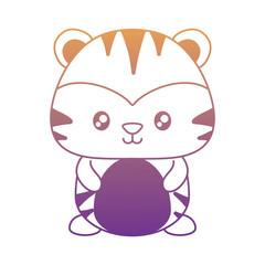 cute tiger icon over white background, vector illustration