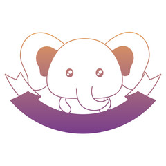 decorative ribbon with cute elephant icon over white background, vector illustration
