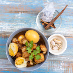 sweet brown Stewed pork gravy in bowl