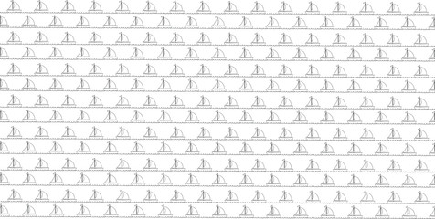 Seamless sea pattern with black sailing ships contour on white background.