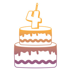 Birthday cake icon over white background, vector illustration