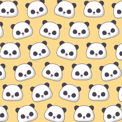 Background of Panda bear pattern, vector illustration
