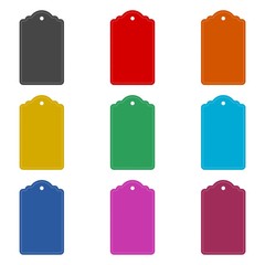 Blank price tag icon, color icons set