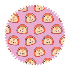 seal stamp with cute lion pattern over white background, vector illustration