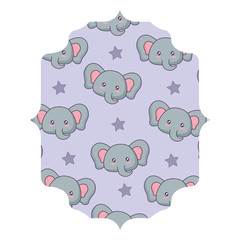 arabic frame with cute elephants pattern over white background, vector illustration