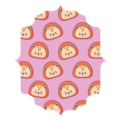 arabic frame with cute lion pattern over white background, vector illustration