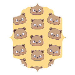 Obraz premium arabic frame with cute bear pattern over white background, vector illustration
