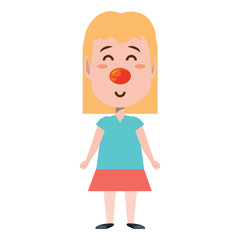 cartoon girl with clown nose icon over white background, vector illustration