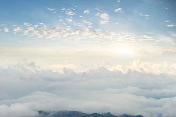 view morning mountain sky and fog phu tubberk thailand