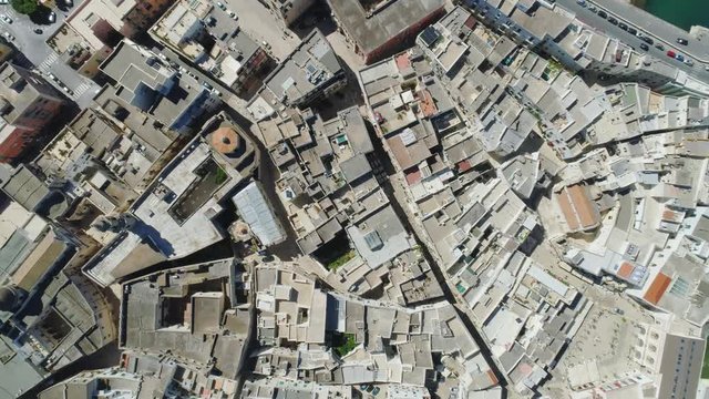 White city Monopoly and blue sea coastline in Italy Drone flight 4k