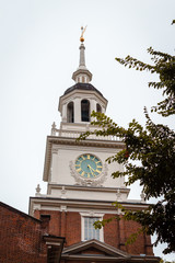 Obraz premium Close up of the clocktower on Independence hall