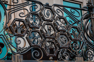 Detailed railing on balcony by the waterfront in Philadelphia