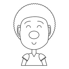 cartoon boy with clown nose icon over white background, vector illustration
