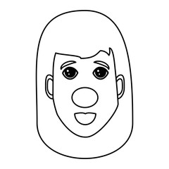 Woman face with red nose icon over white background, vector illustration