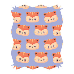 abstract frame with cute tigers pattern over white background, vector illustration