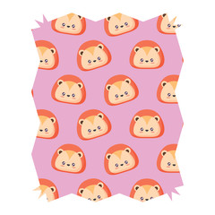 abstract frame with cute lion pattern over white background, vector illustration