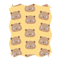 abstract frame with cute bear pattern over white background, vector illustration