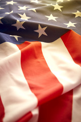 American flag on red background