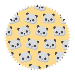 Naklejka premium seal stamp with Panda bear pattern over white background, vector illustration