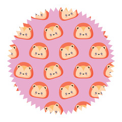 seal stamp with cute lion pattern over white background, vector illustration