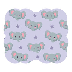 Fototapeta premium decorative frame with cute elephants pattern over white background, vector illustration