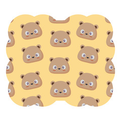 decorative frame with cute bear pattern over white background, vector illustration