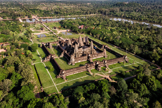 Aerial view of Angkor Wat temple, Siem Reap, Cambodia.