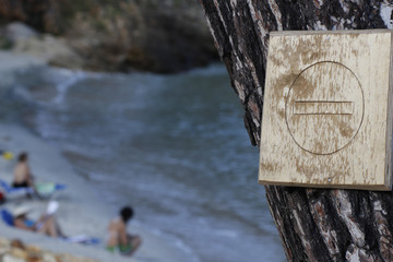 No entry sign on a beach