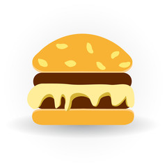 Vector illustration of a tasty hamburger. Vector illustration.