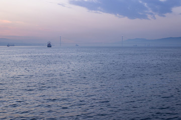 Osman Gazi Bridge sunrise remote wiev in Kocaeli - Turkey