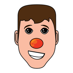 Fototapeta premium man with red nose icon over white background, vector illustration