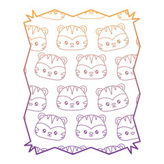 Obraz premium abstract frame with cute tigers pattern over white background, vector illustration