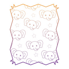 abstract frame with cute elephants pattern over white background, vector illustration