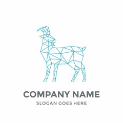 Goat Geometric Technology Blockchain Line Shape Square Abstract Internet Web Digital Horn Zodiac Capricorn Animal Logo Vector Design Template Icon Symbol