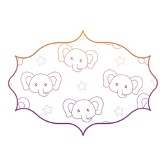 arabic frame with cute elephants pattern over white background, vector illustration