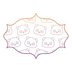 arabic frame with Panda bear pattern over white background, vector illustration