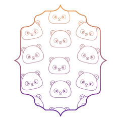 arabic frame with cute bear pattern over white background, vector illustration