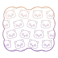 decorative frame with Panda bear pattern over white background, vector illustration