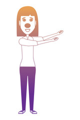 Woman with red nose icon over white background, vector illustration