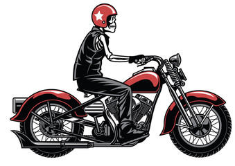 skull riding vintage motorcylcle