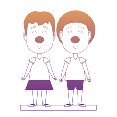 Happy girl and boy with red nose over white background, vector illustration