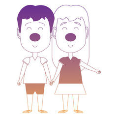 Happy girl and boy with red nose over white background, vector illustration