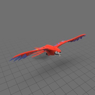 Stylized red parrot flying